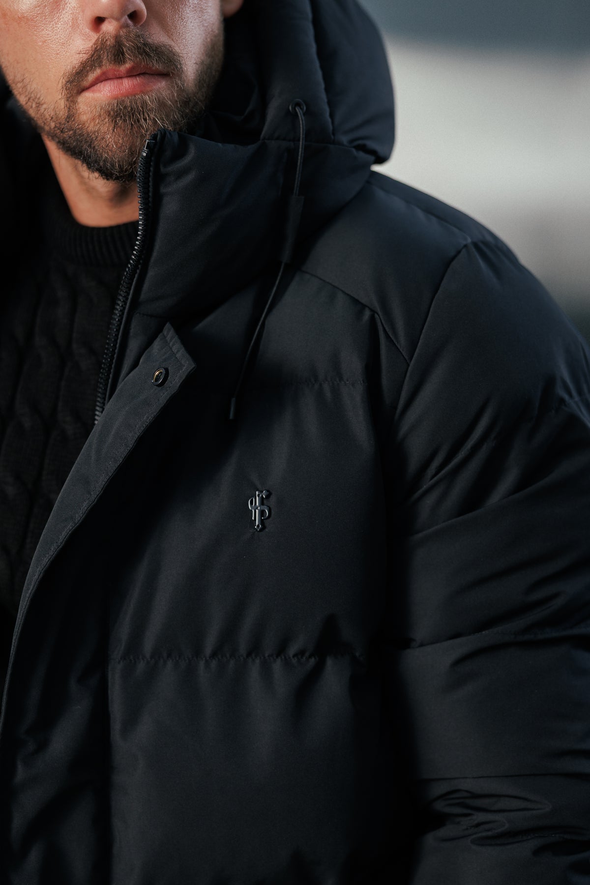 Black Padded Coat with Hood - FSN234E (PRE ORDER 24TH OCTOBER)