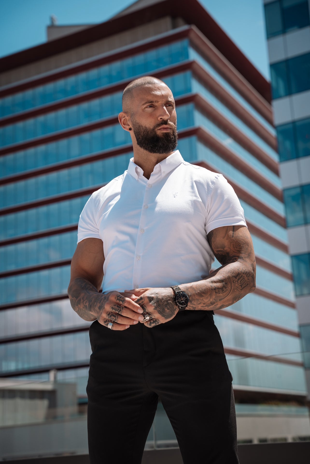 Klassisches Stretch-Oxford-Kurzarmshirt, Weiß - FS1015