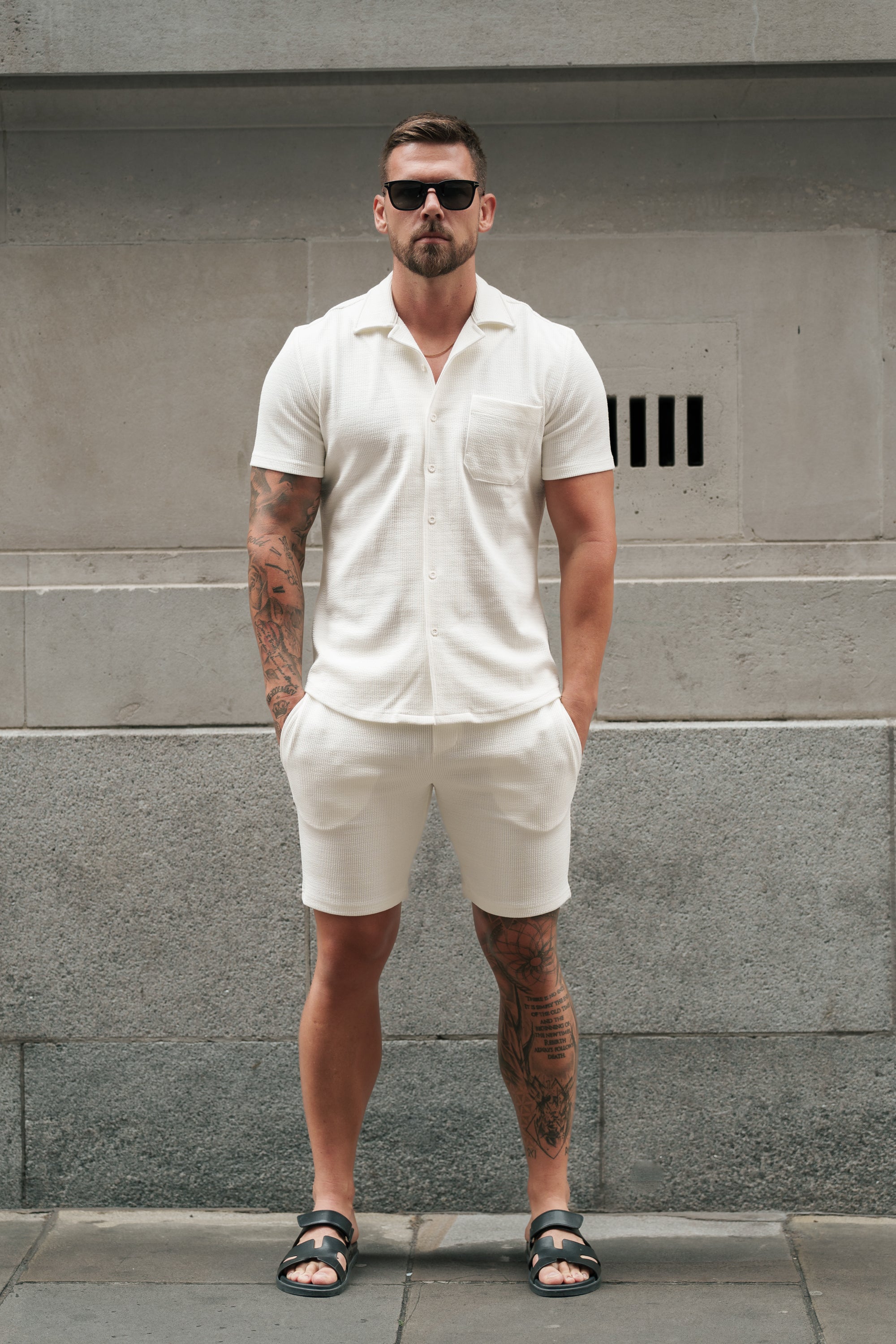 Jersey-Kordelzug-Shorts Weiß - FSR011 (VORBESTELLUNG 30. MAI)