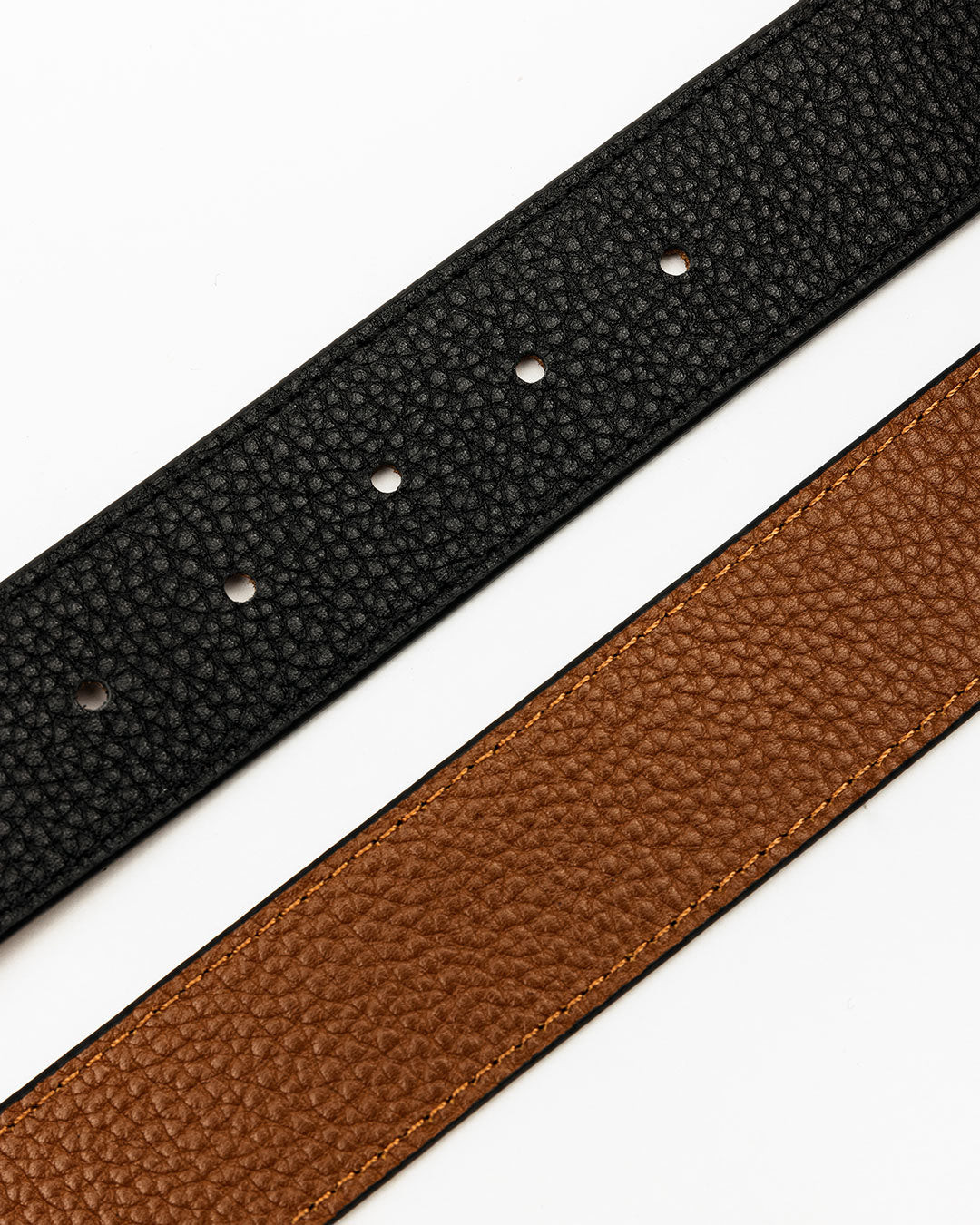Schwarzer/hellbrauner Wendegürtel aus Leder mit goldener FS-Schnalle - FSBELT001