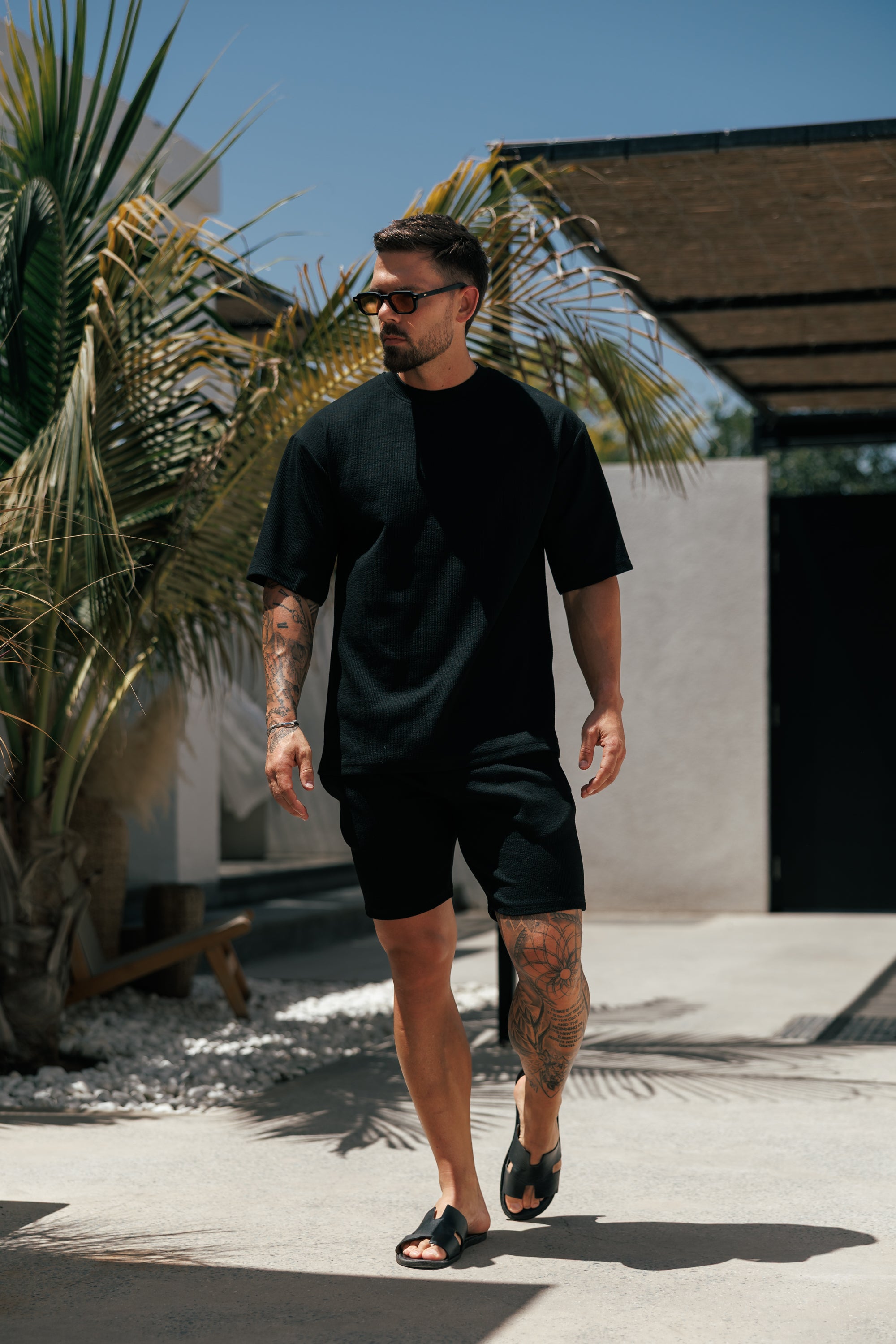 Jersey Cord Black Oversized T-Shirt - FSR102  (PRE ORDER 18TH JULY)