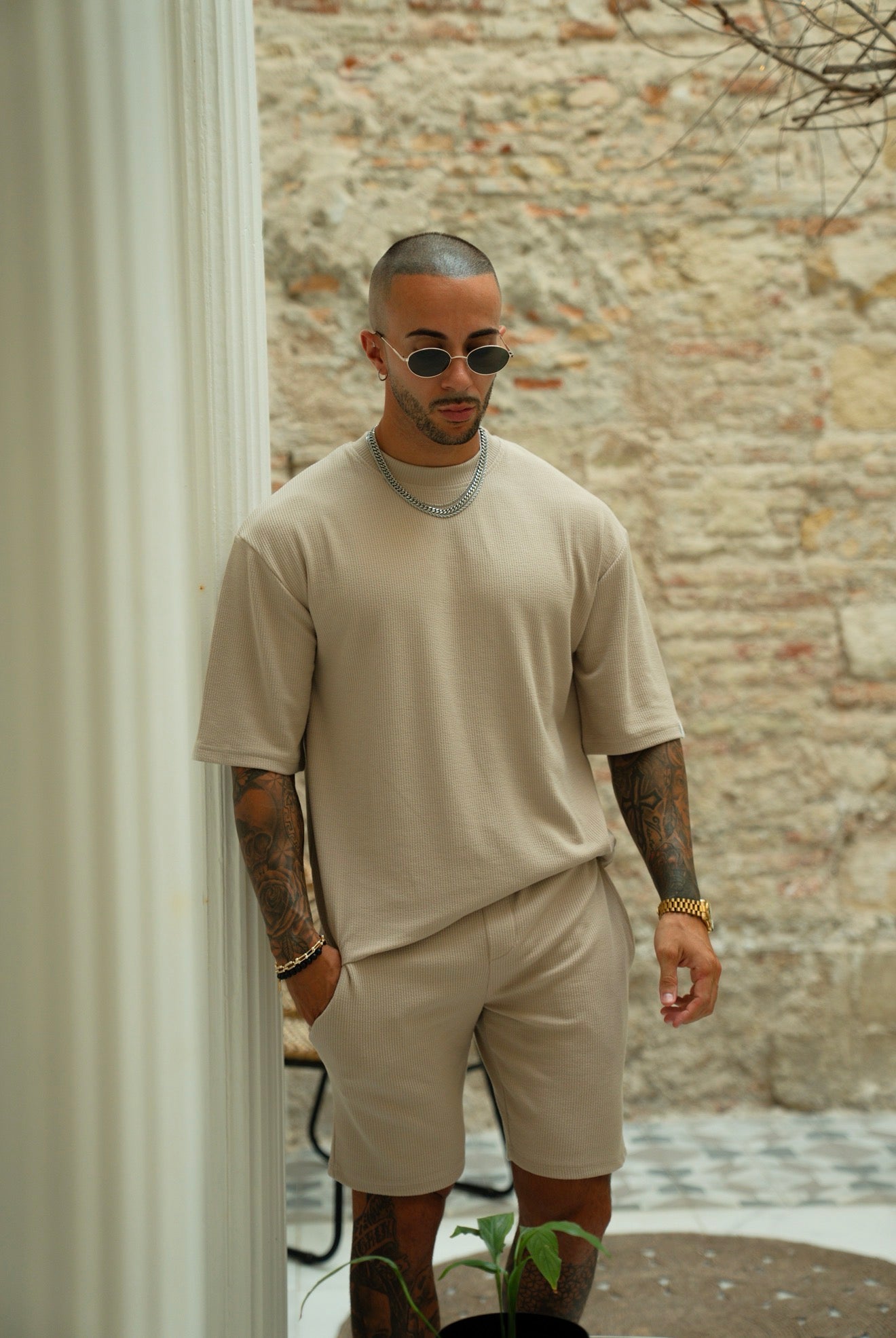 Jersey Cord Oversized T-Shirt Beige - FSR105 (VORBESTELLUNG 18. JULI)