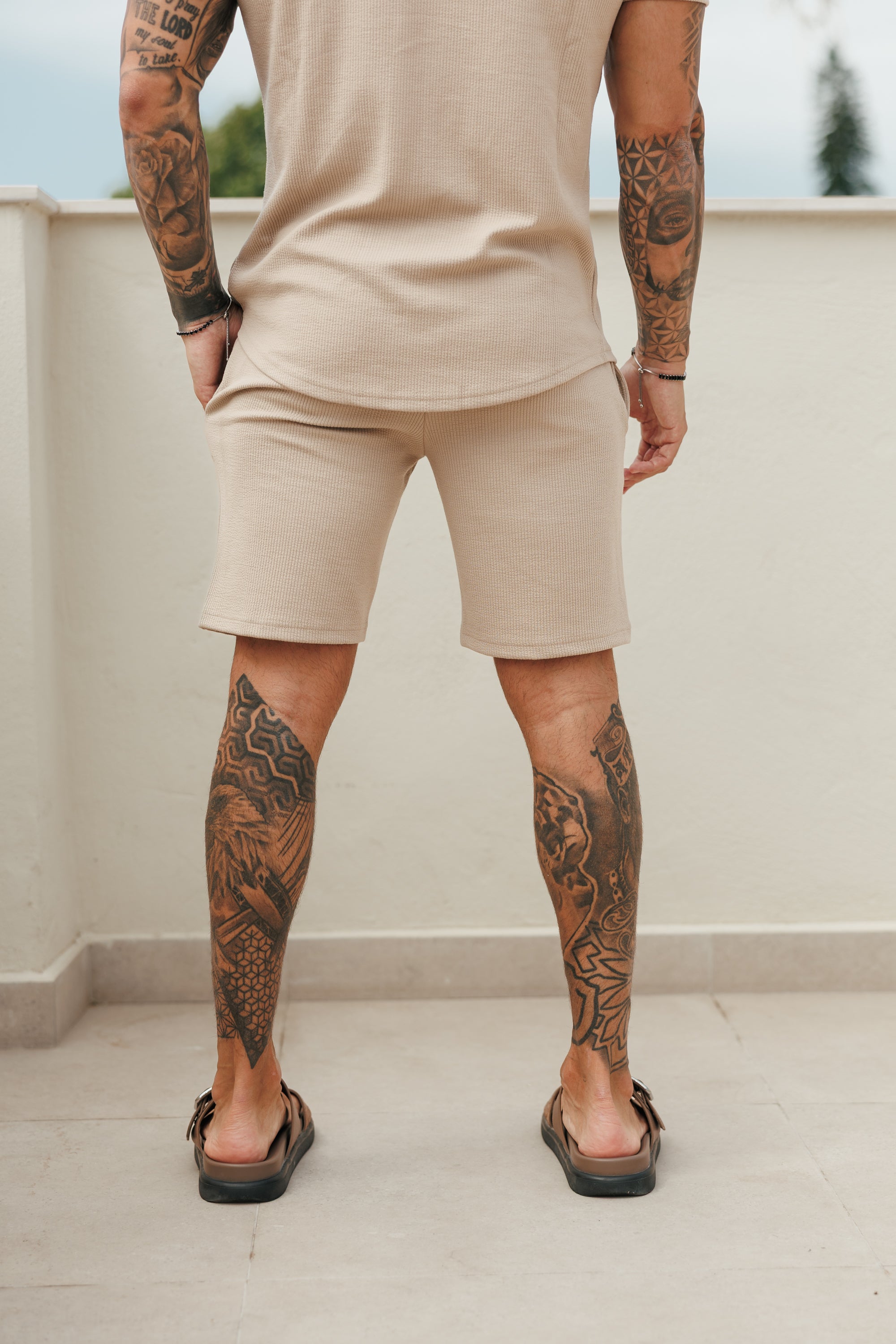 Jersey Cord Beige Shorts - FSR081
