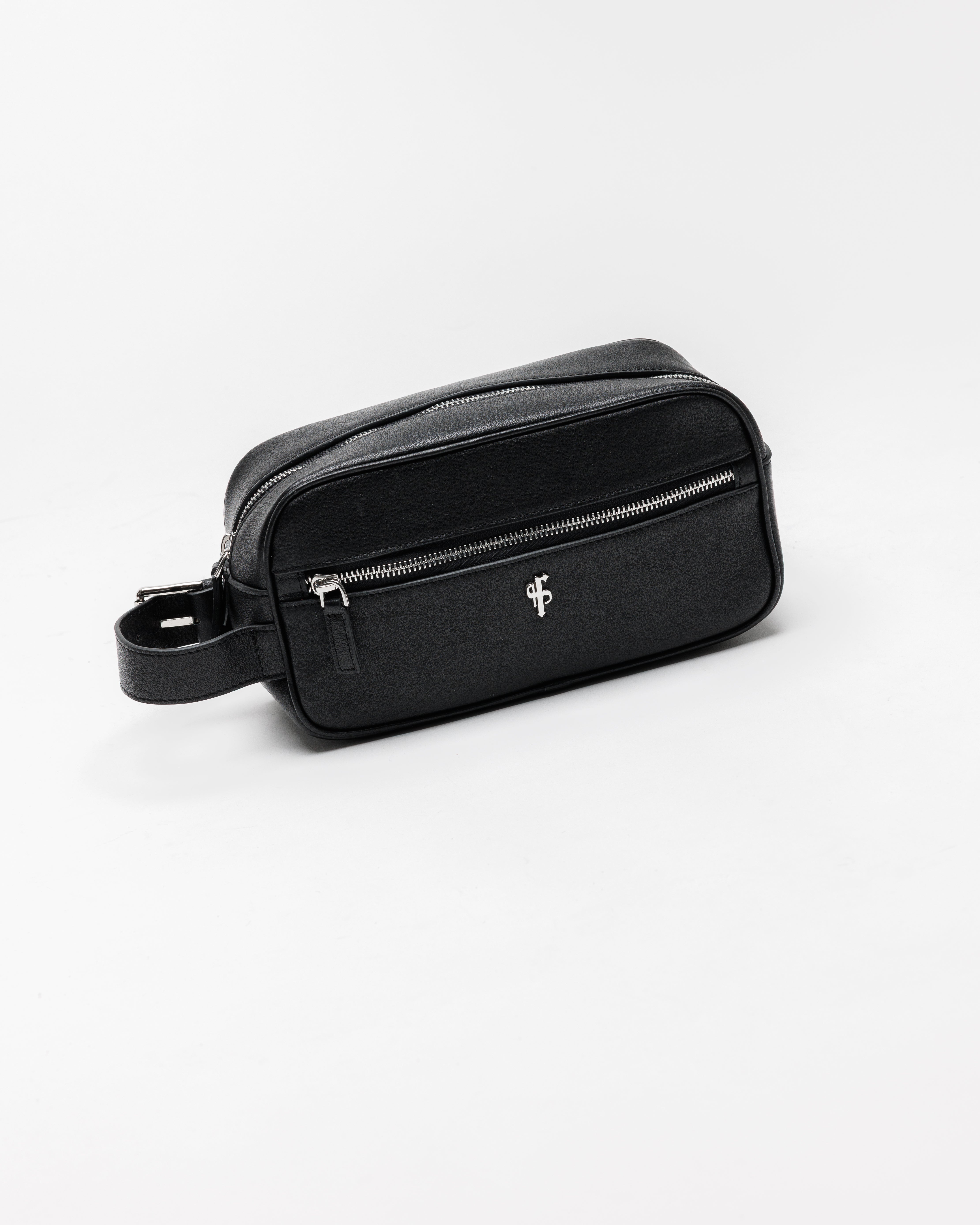 Schwarze Leder-Waschtasche - FSH1392