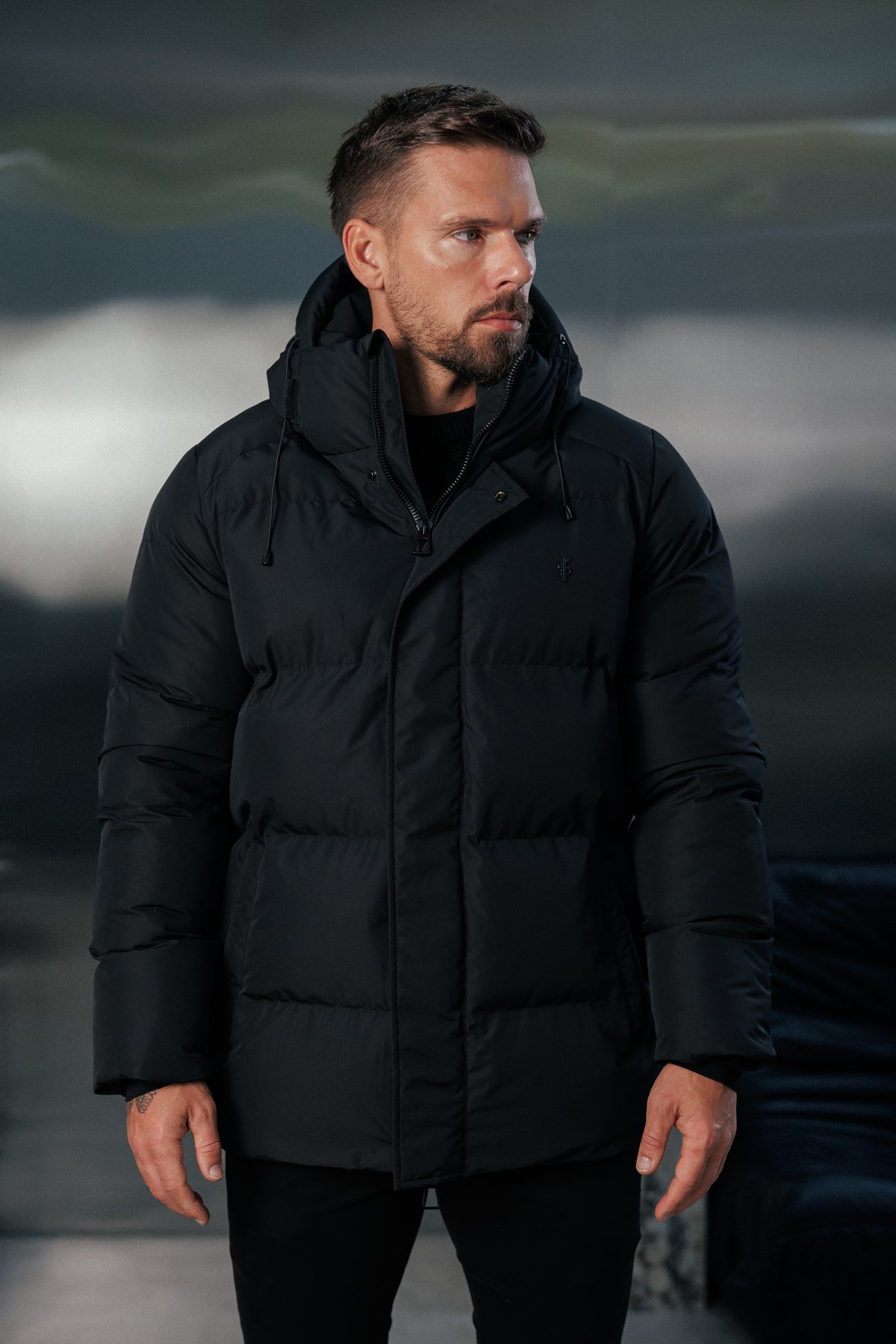 Black Padded Coat with Hood - FSN234E (PRE ORDER 24TH OCTOBER)