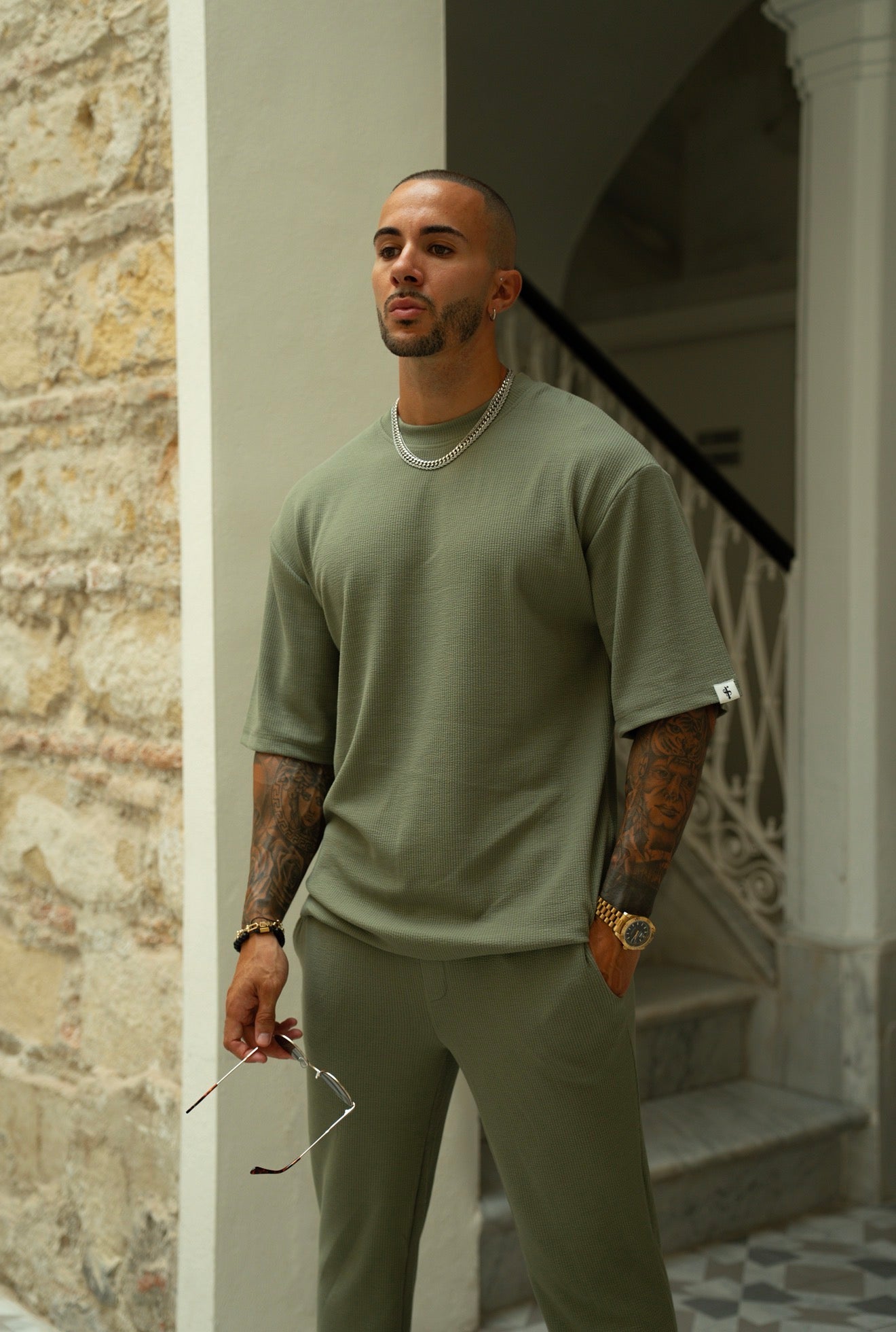 Jersey Corduroy Olives Oversized T-Shirt - FSR104 (VORBESTELLUNG 18. JULI)