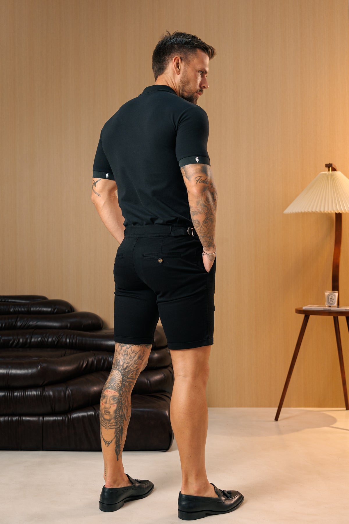 Schwarze Chino-Shorts mit Seitenverstellern - FSH1492