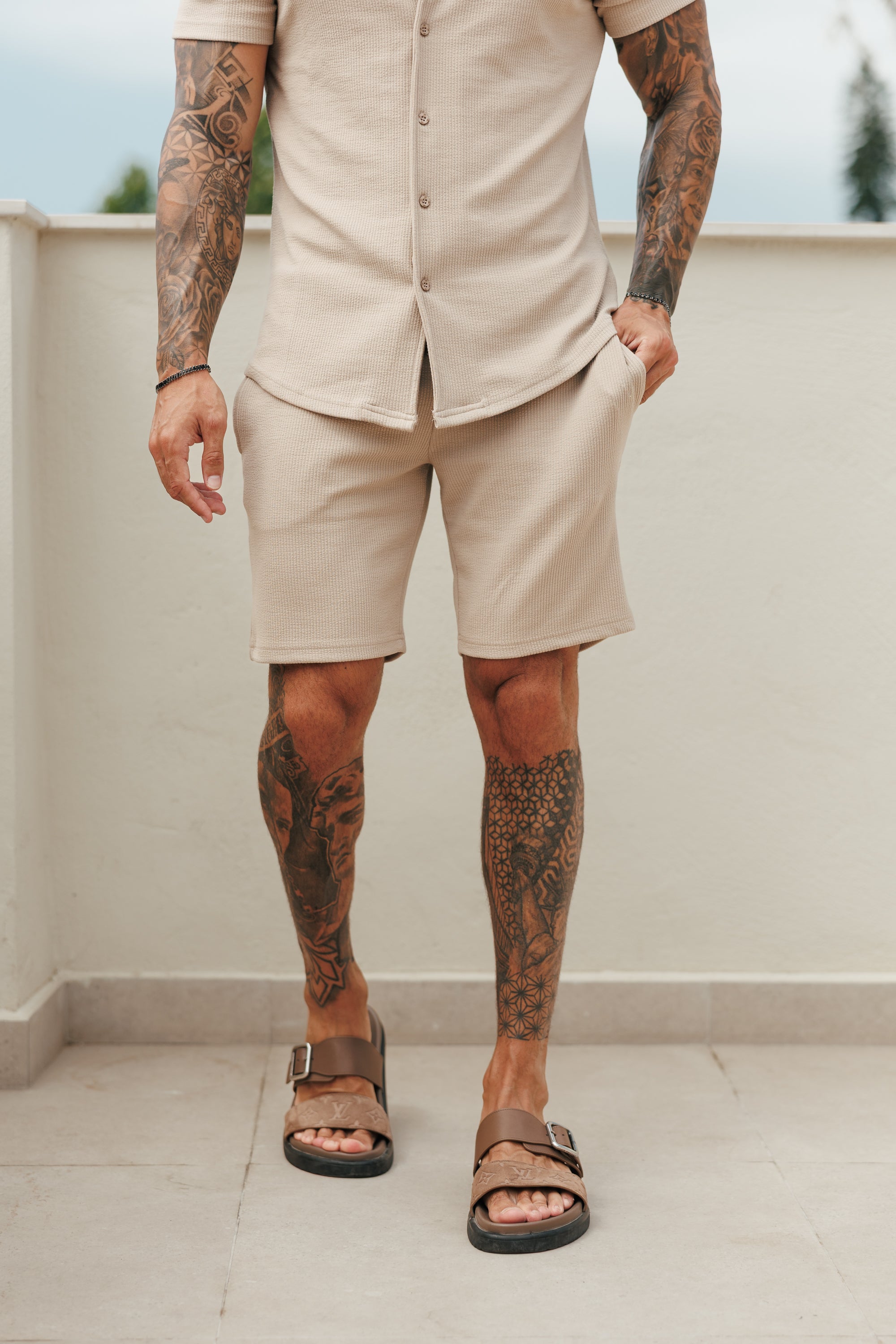 Jersey Cord Beige Shorts - FSR081