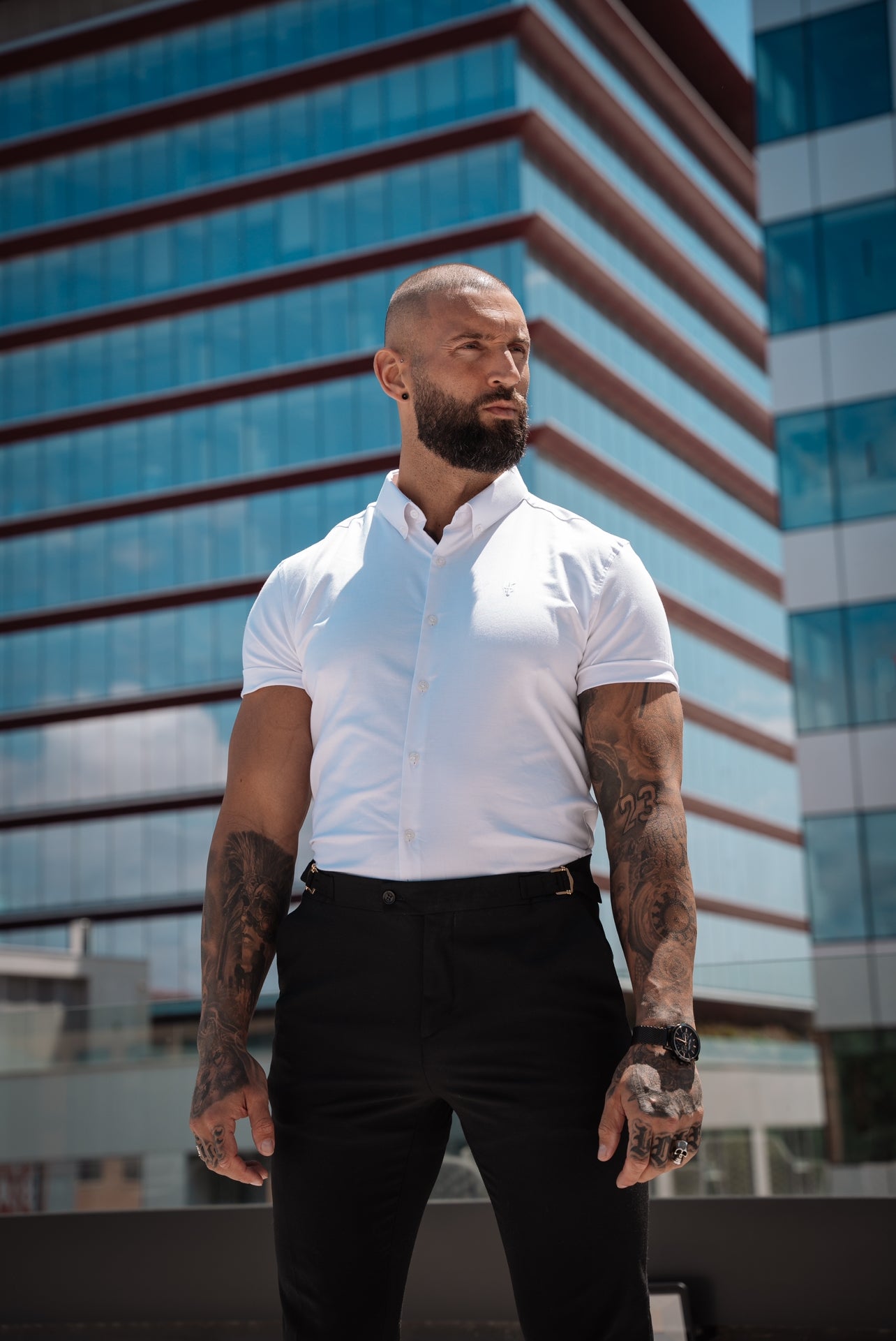 Klassisches Stretch-Oxford-Kurzarmshirt, Weiß - FS1015