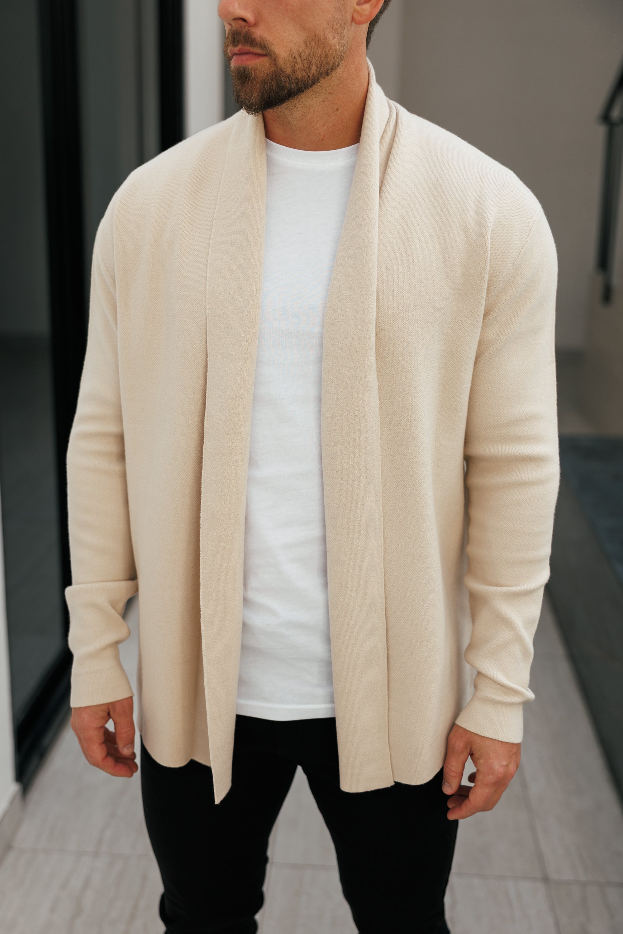 Soft Touch Schal-Cardigan Beige - FSA003