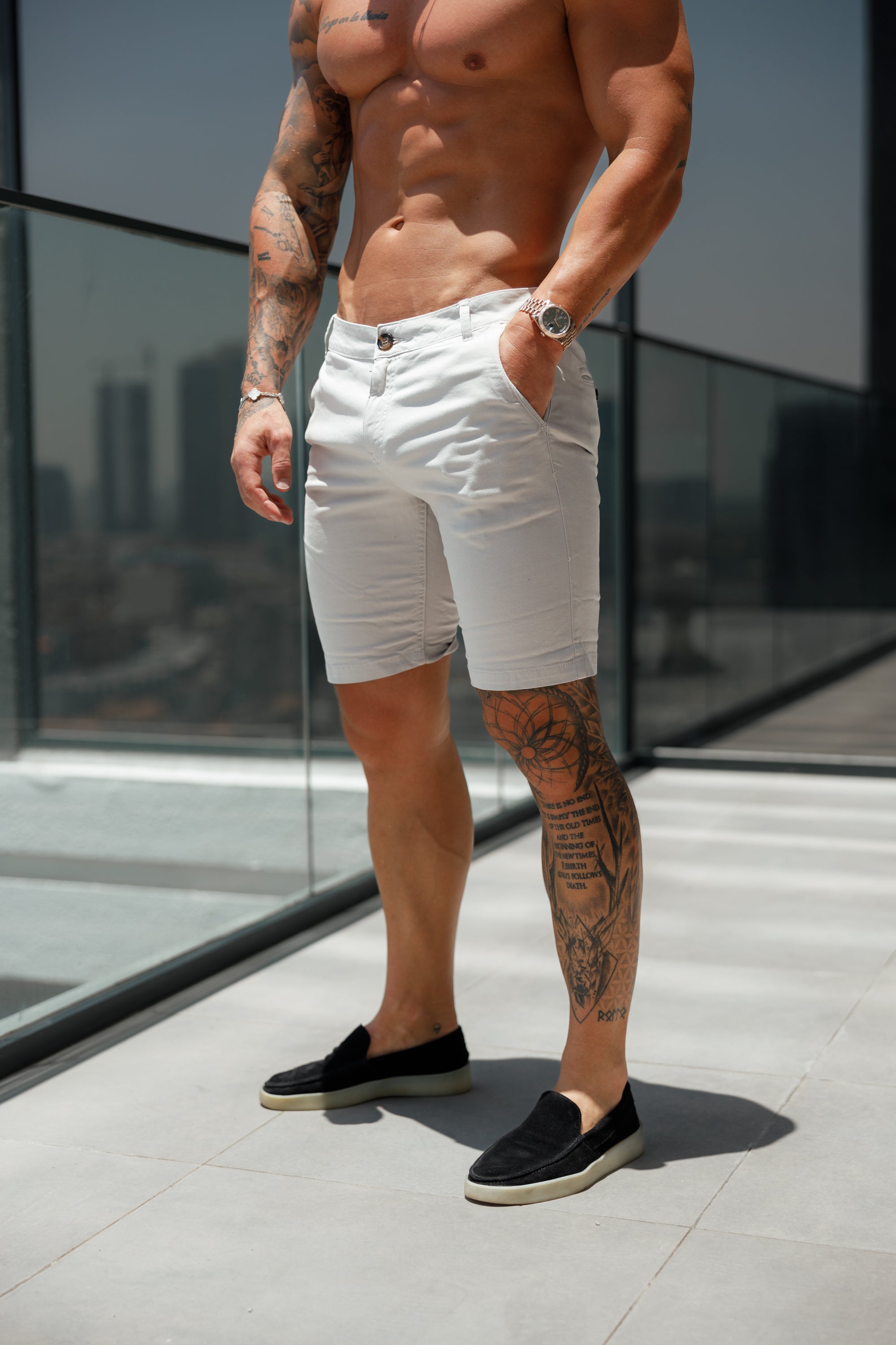 Slim Fit Hellgraue Chino Shorts - FSH984 (VORBESTELLUNG 11. MAI)