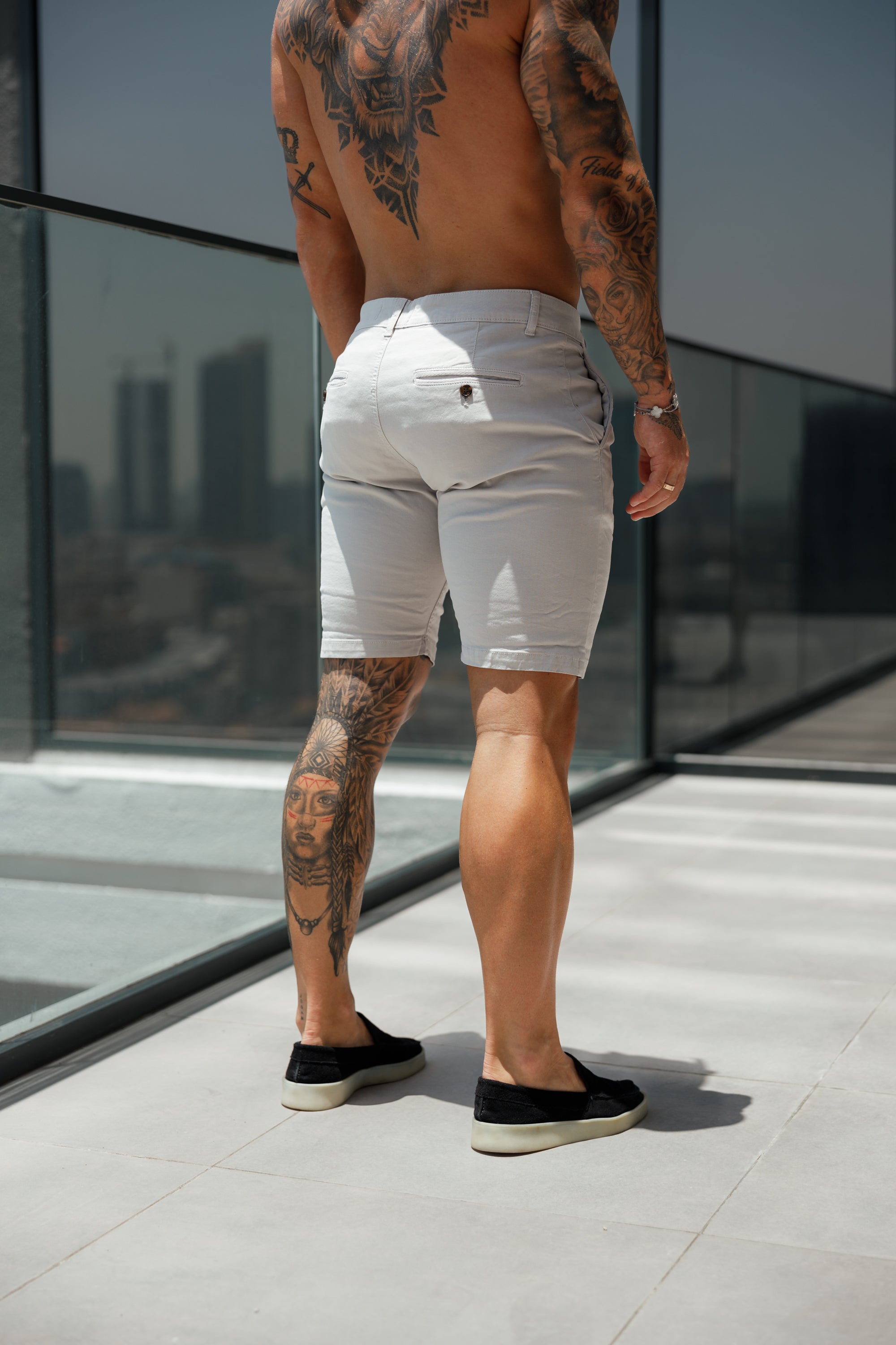 Slim Fit Hellgraue Chino Shorts - FSH984 (VORBESTELLUNG 11. MAI)