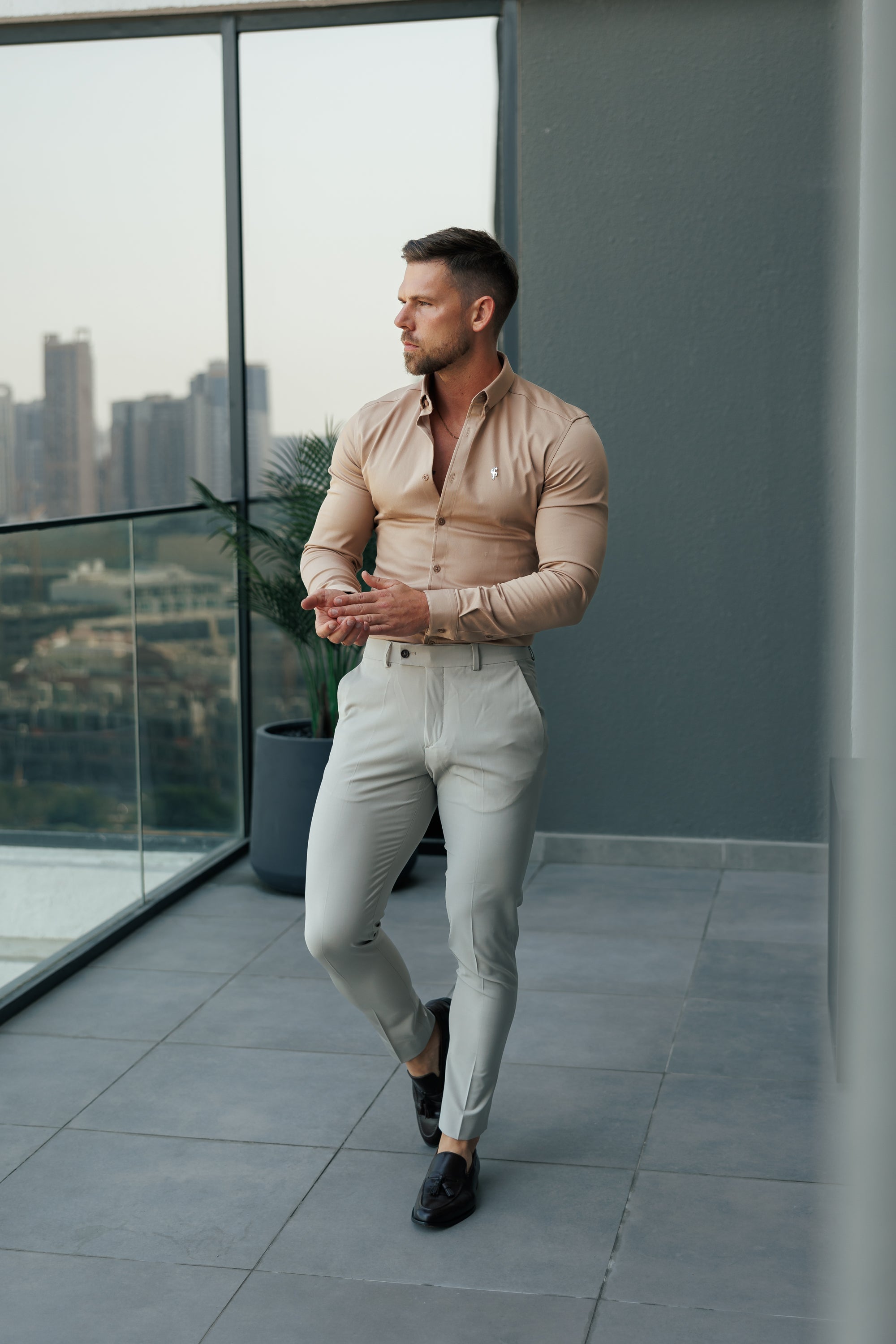 Slim Formal Airforce Blue Stretch Trousers