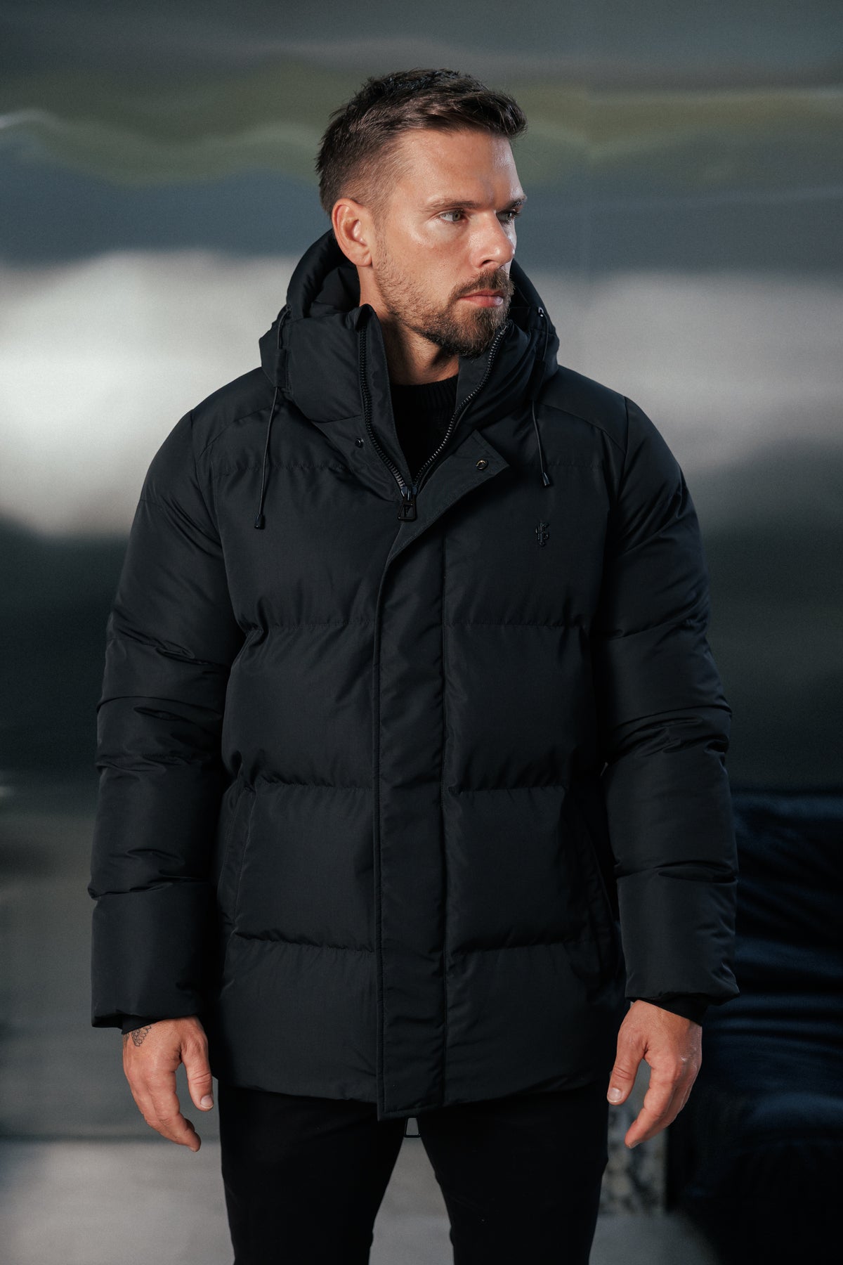 Black Padded Coat with Hood - FSN234E (PRE ORDER 24TH OCTOBER)