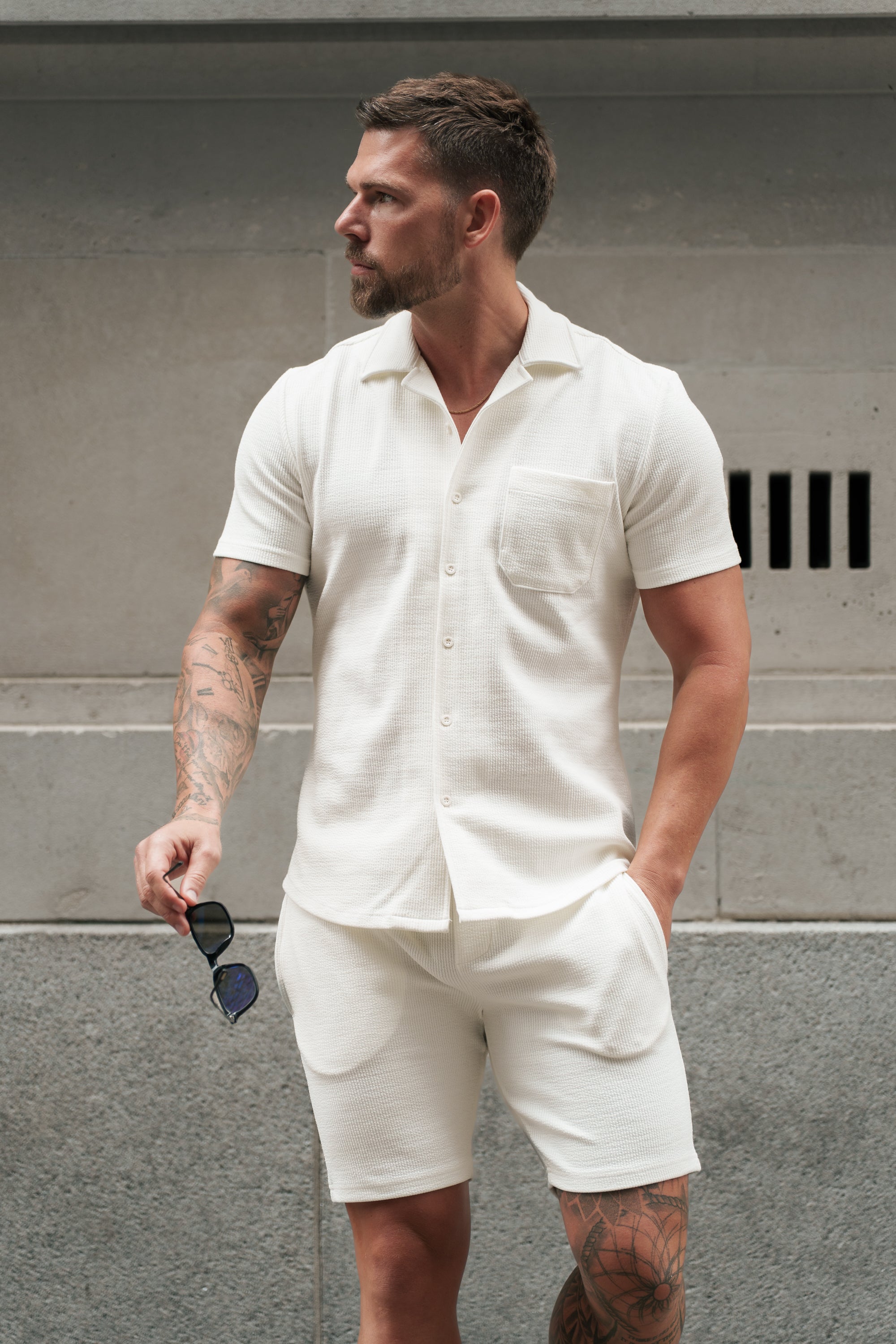Jersey-Kordelzug-Shorts Weiß - FSR011 (VORBESTELLUNG 30. MAI)