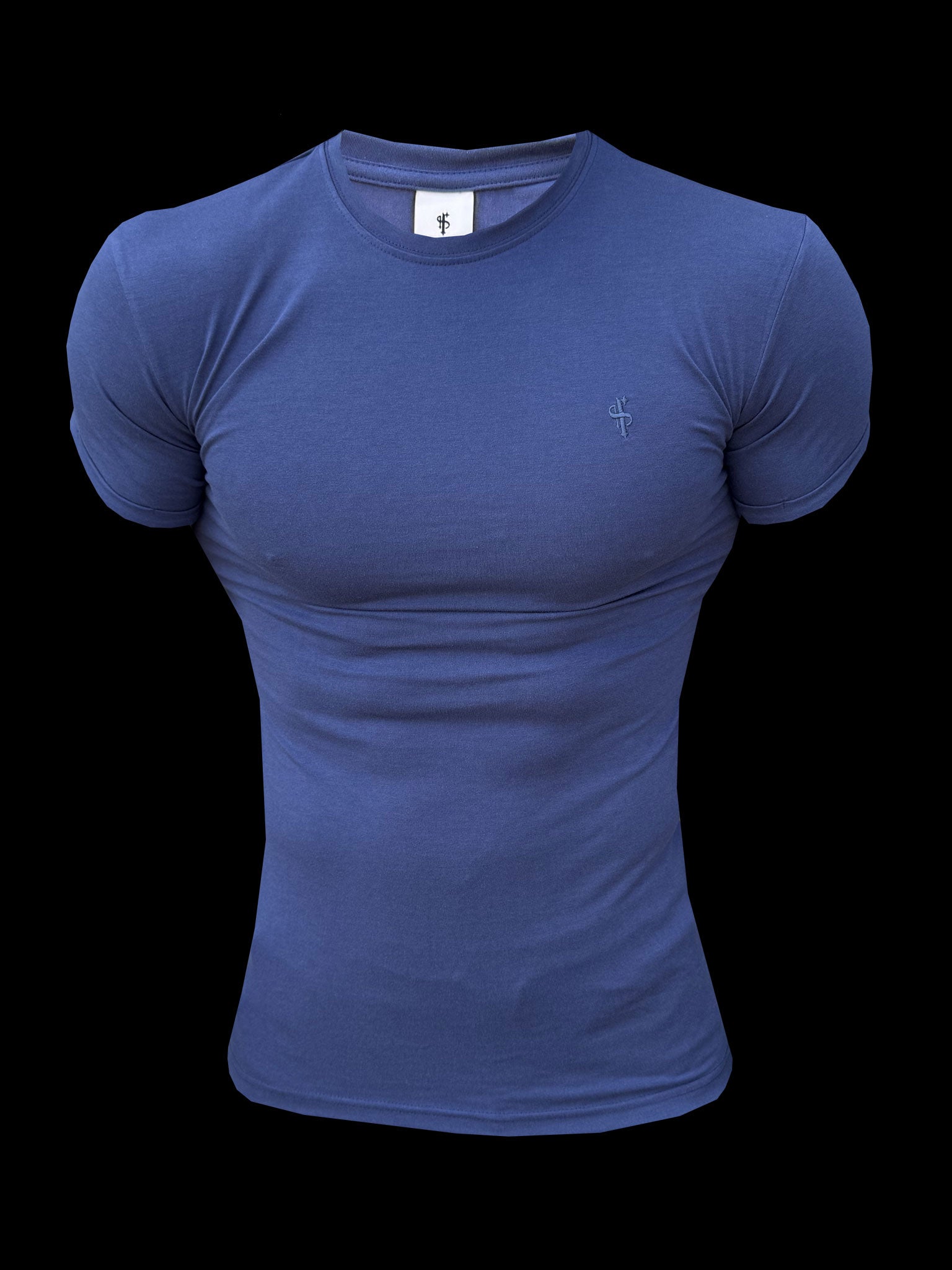 Marineblaues Viskose-Rundhals-T-Shirt Kurzarm - FSH1502