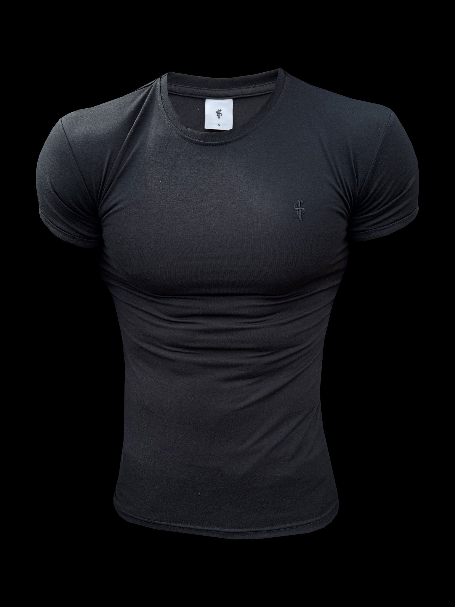 Schwarzes Viskose-Rundhals-T-Shirt Kurzarm - FSH1500