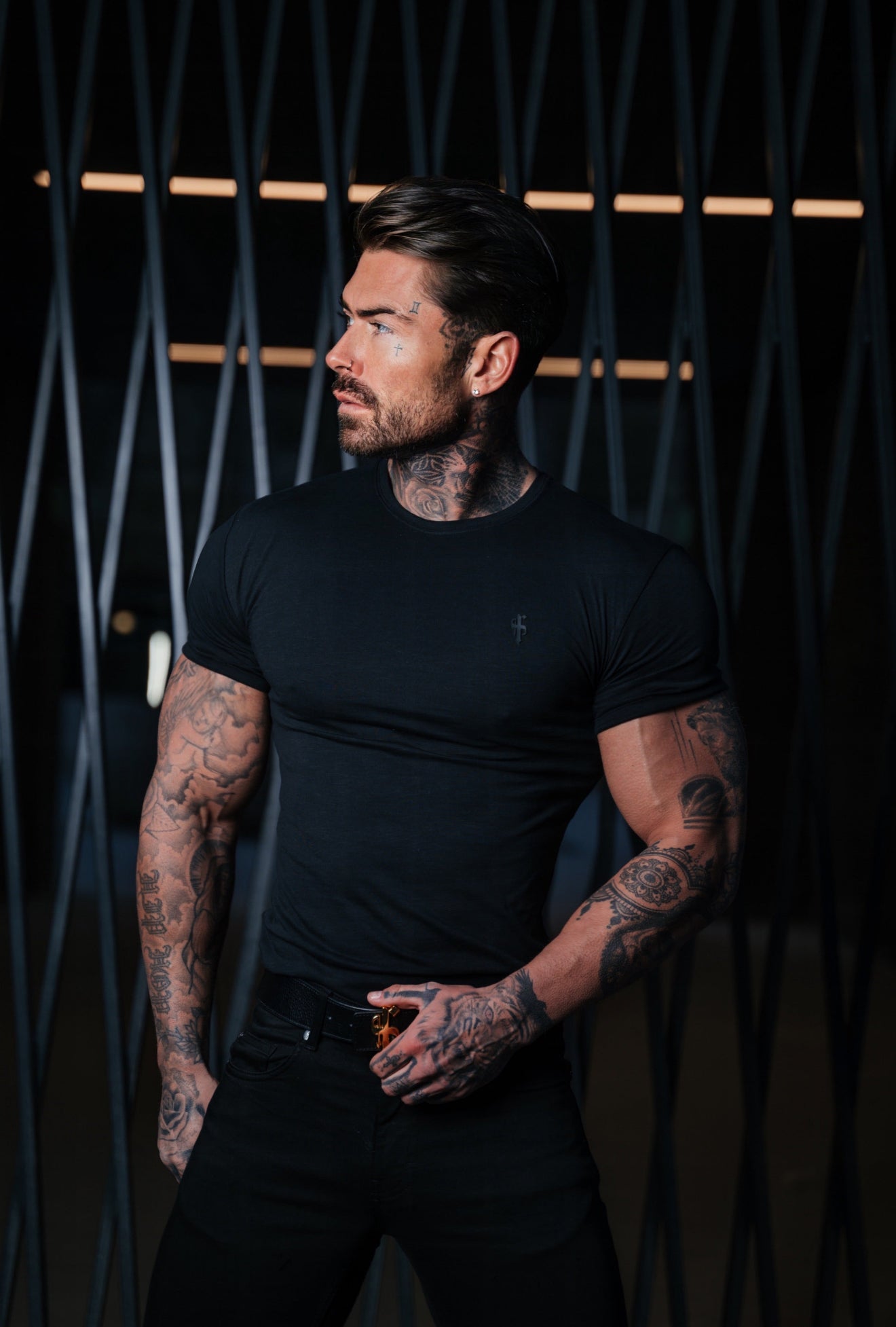 Black Slub Crew T-Shirt - FSH1333 (PRE ORDER 25TH AUGUST)