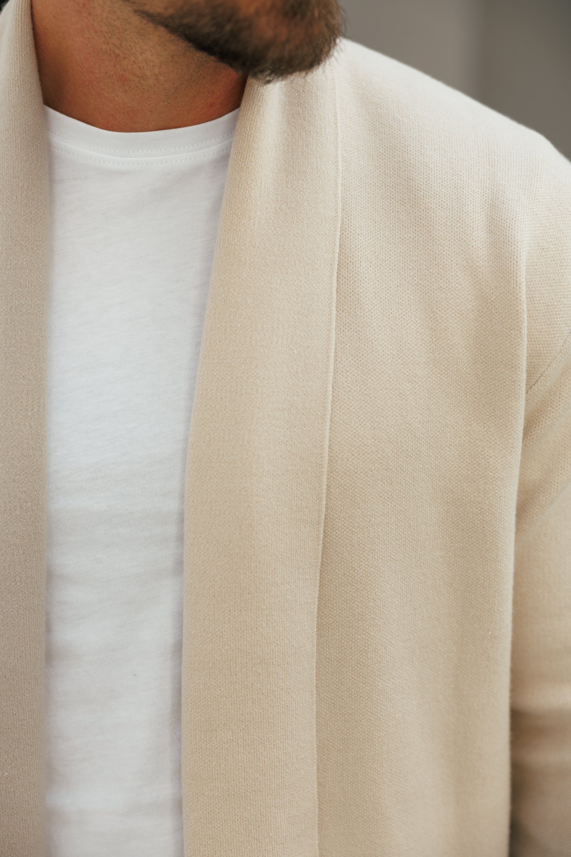 Soft Touch Schal-Cardigan Beige - FSA003