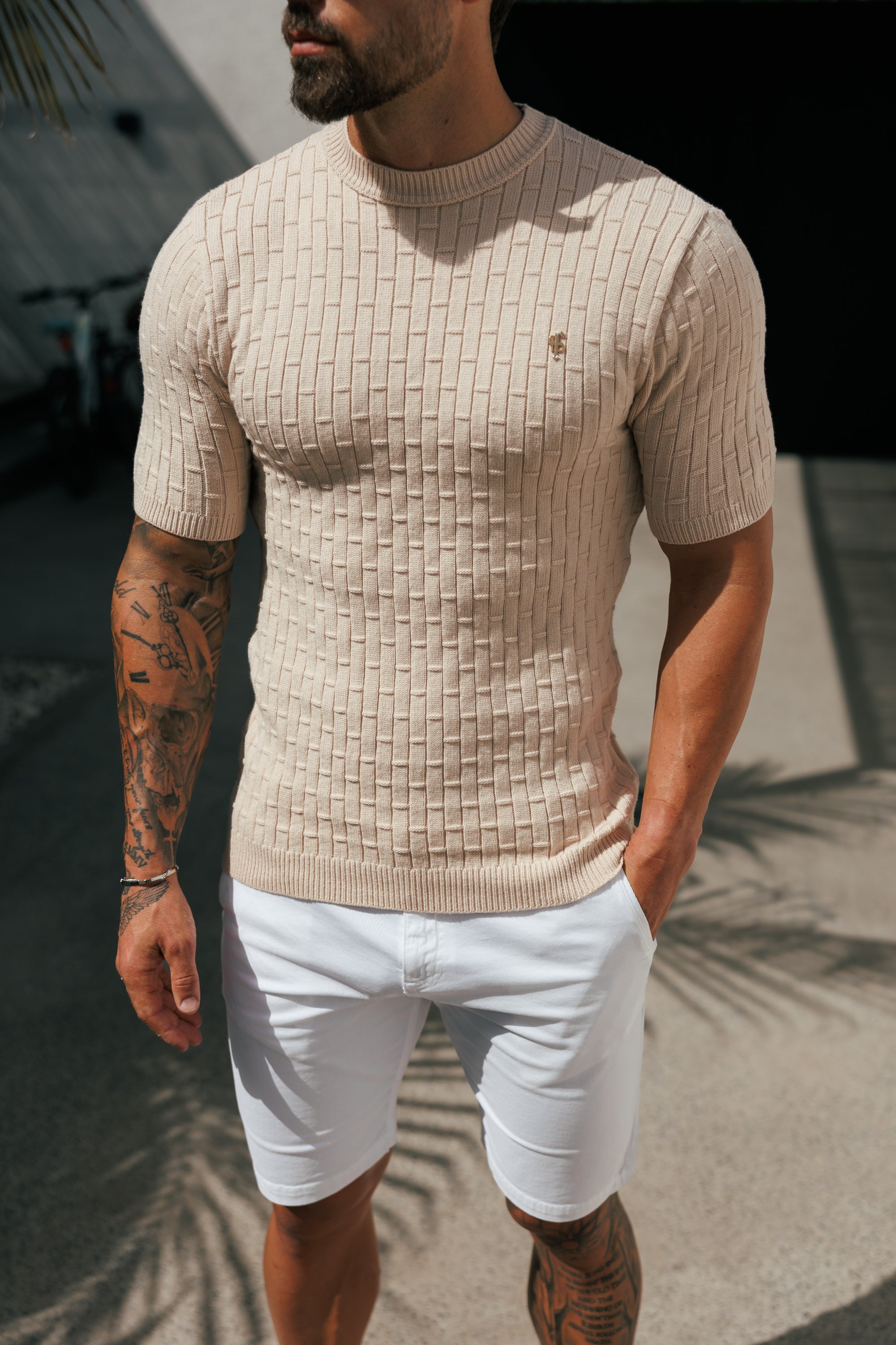 Stone Viscose Knitted Short Sleeve T-Shirt - FSJ161