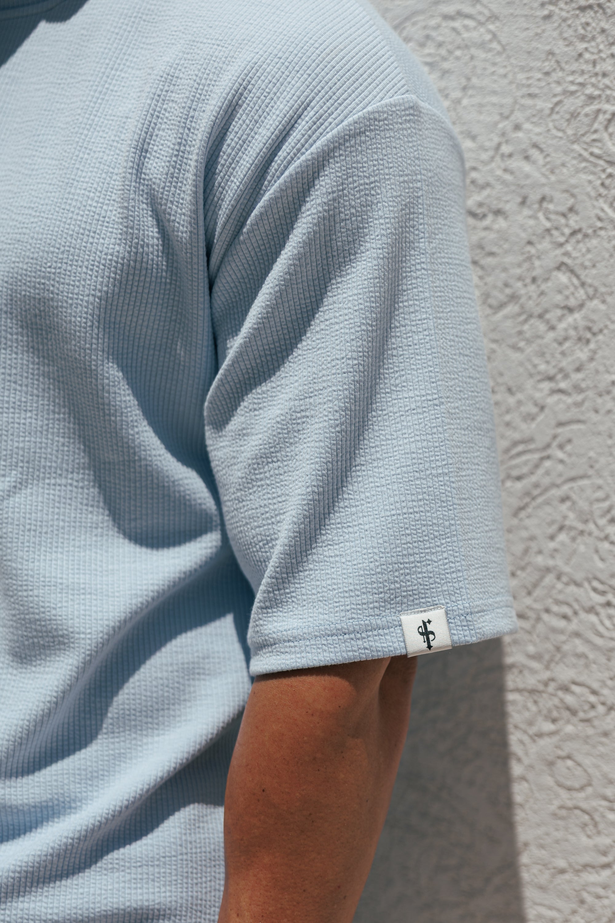 Jersey Cord Hellblau Oversized T-Shirt - FSR106
