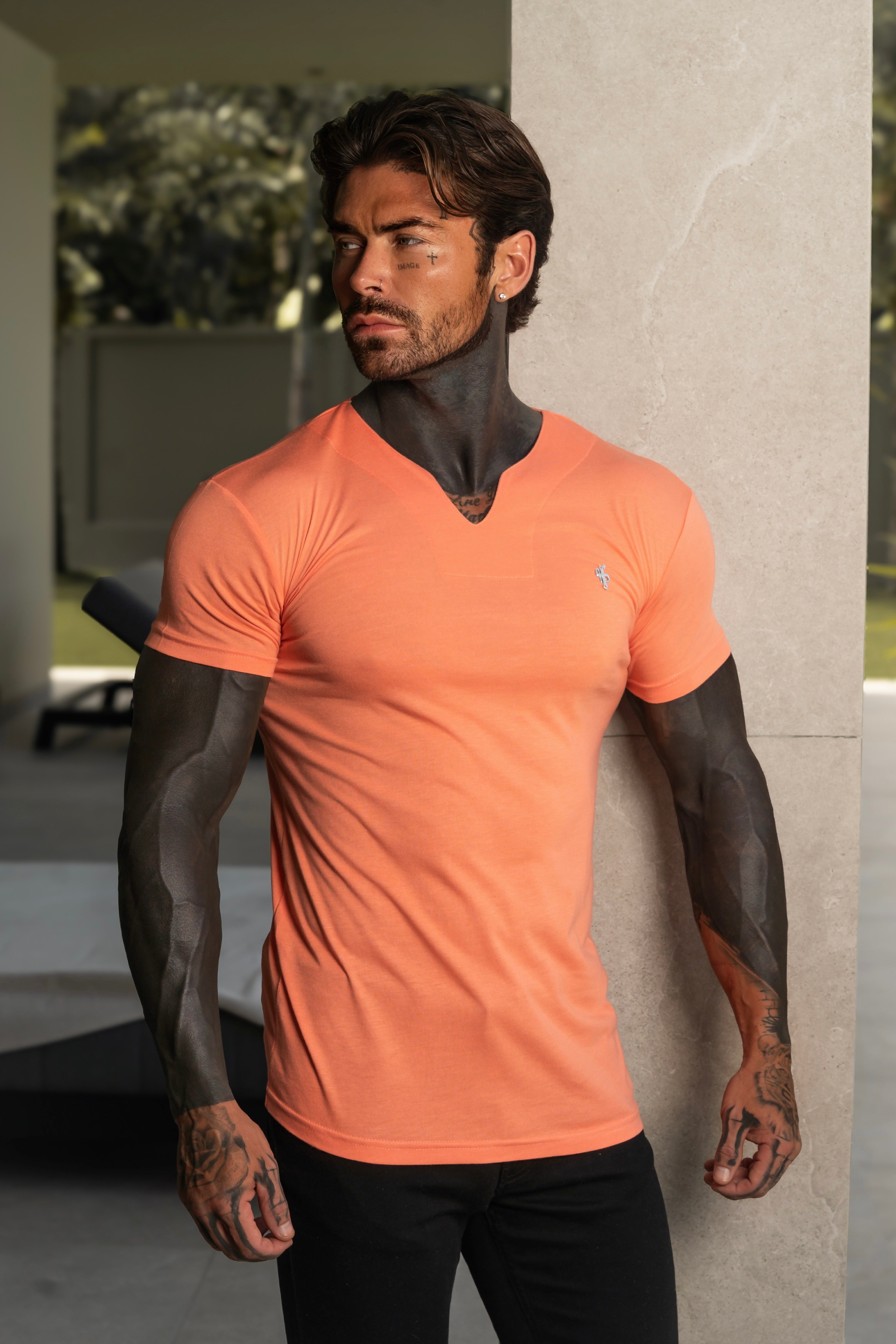 Advanced V Neck Bamboo Crew Short Sleeve Coffee - FSH1468 Info