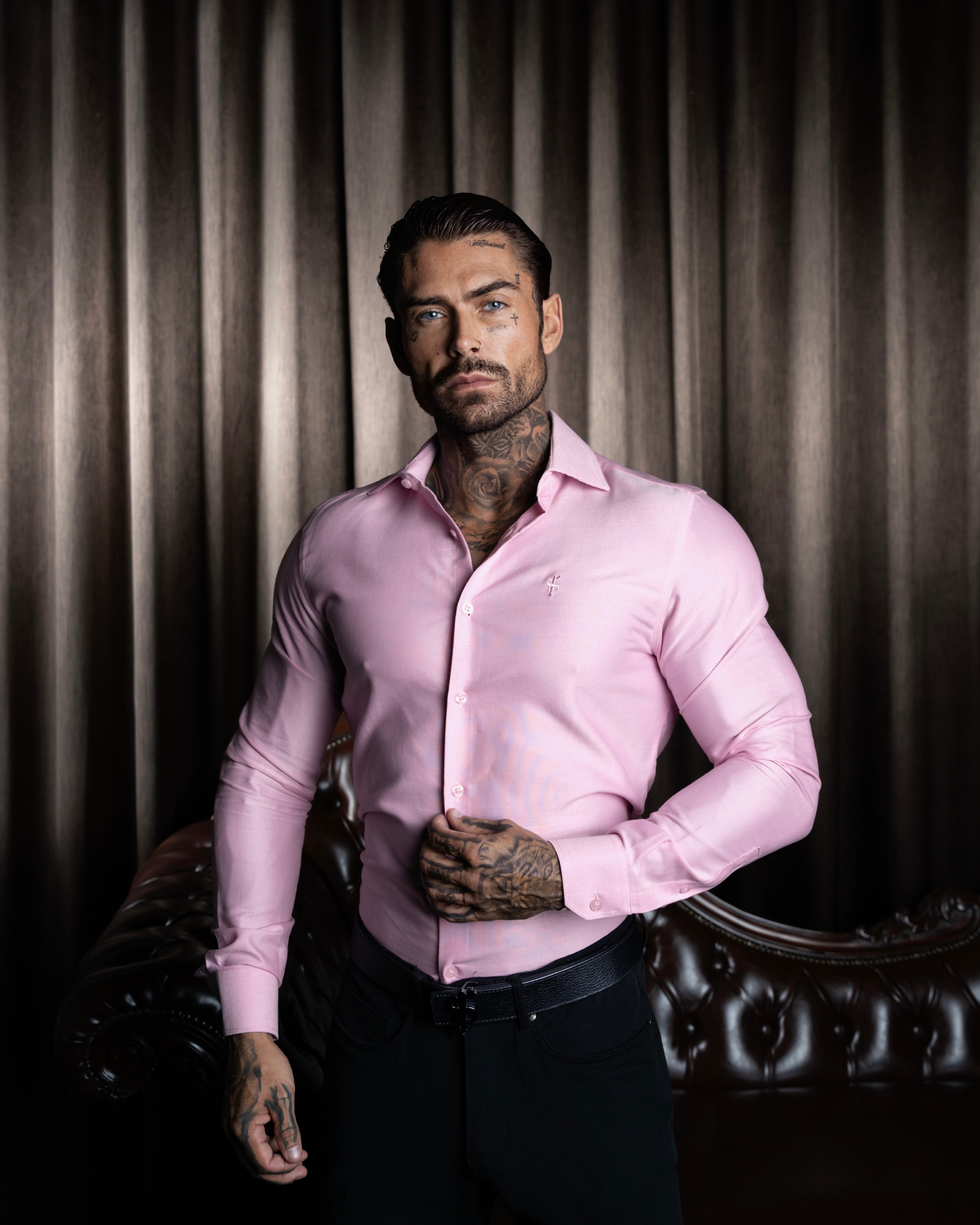 Klassisches Oxford Touch Langarmshirt in Rosa mit Cutaway-Kragen - FS1207