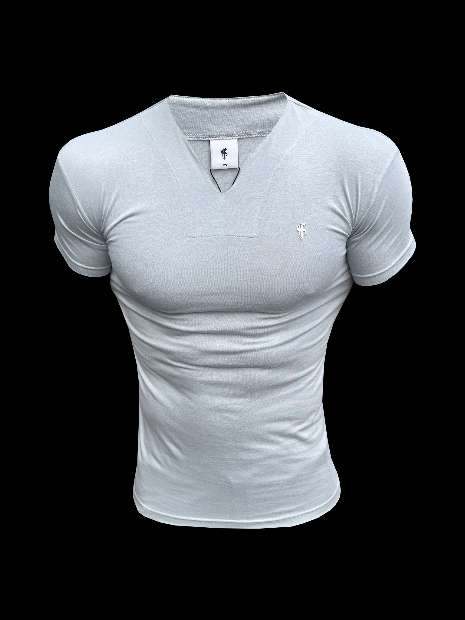 Fortschrittliches V-Neck Bambus T-Shirt Kurzarm Hellgrau / Silber - FSH1514 (VORBESTELLUNG 13. AUGUST)