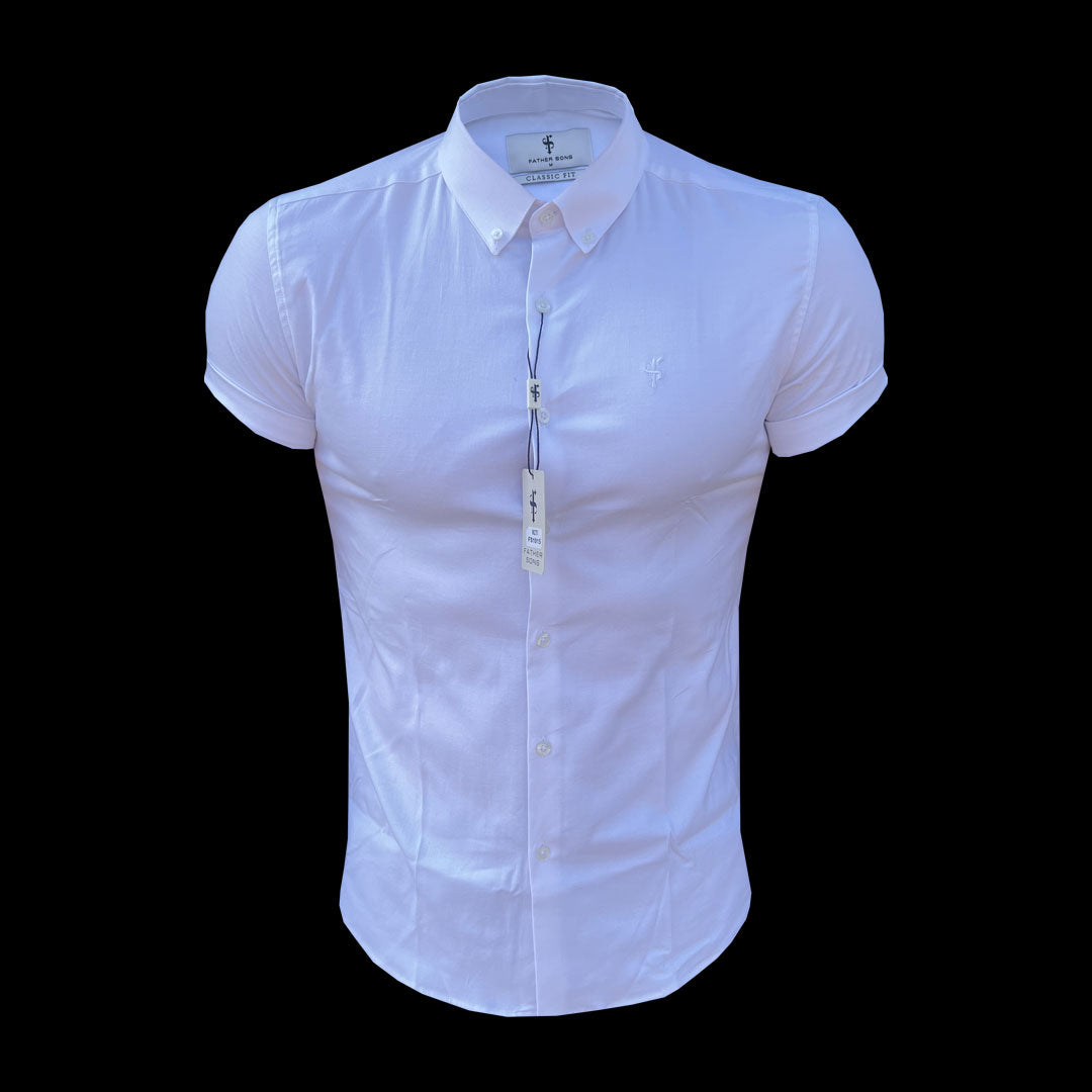 Klassisches Stretch-Oxford-Kurzarmshirt, Weiß - FS1015