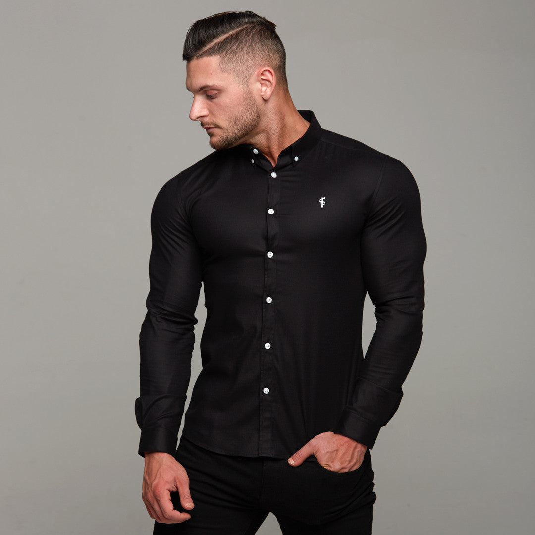 Super Slim Stretch Classic Oxford Schwarz - FS302