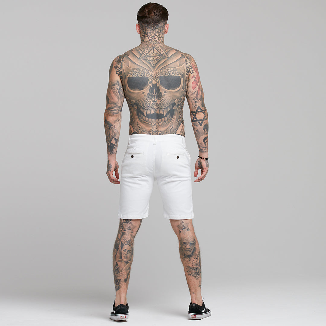 Schmal geschnittene, ecrufarbene Chino-Shorts - FSH228