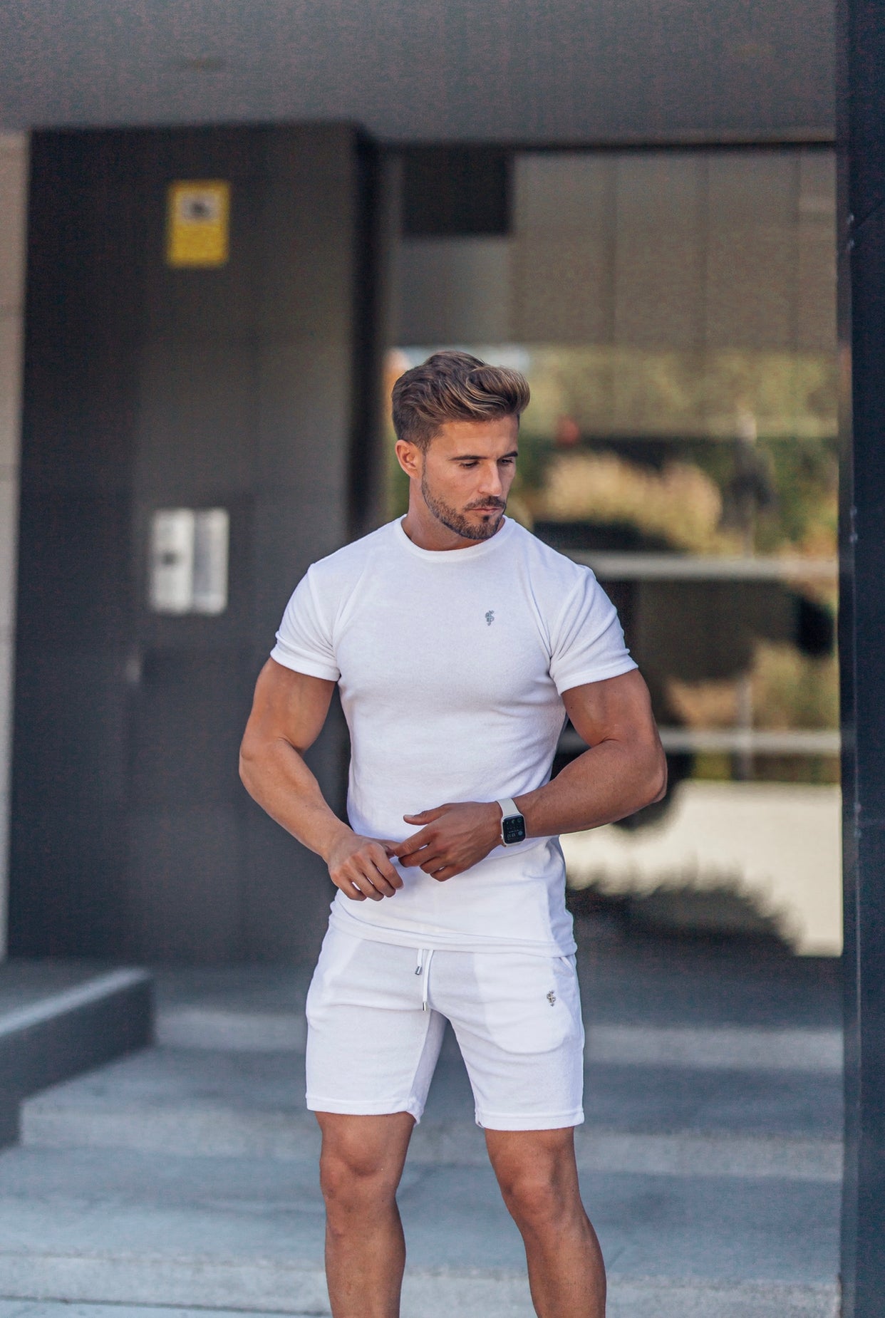 White / Gold Towelling Shorts - FSH1346 (PRE ORDER 16TH JUNE)
