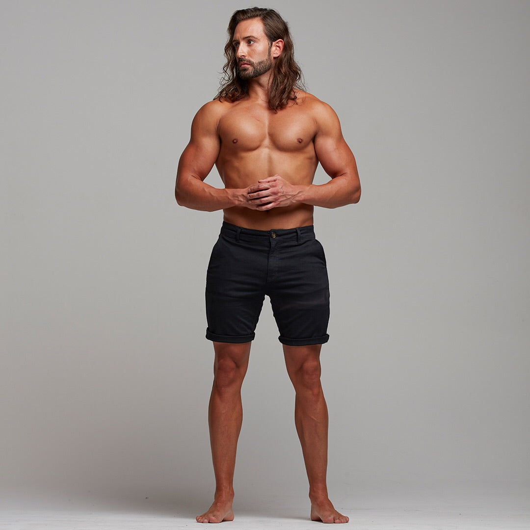 Schwarze Chino-Shorts in schmaler Passform - FSH266