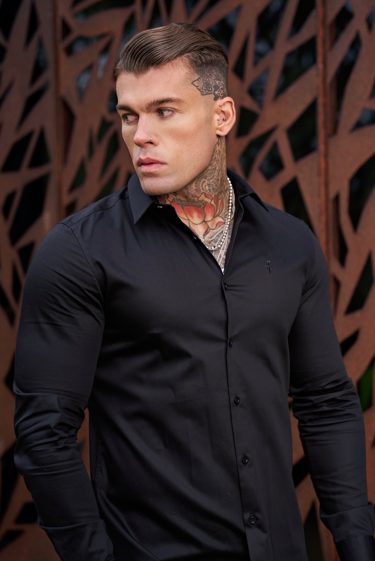 Klassische schwarze Luxus-Eleganz aus ägyptischer Baumwolle, bequeme Passform - FSR213