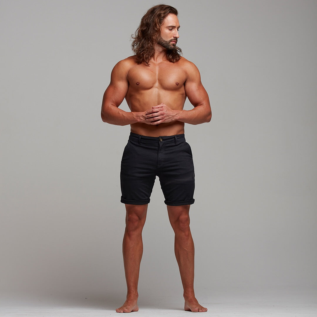 Schwarze Chino-Shorts in schmaler Passform - FSH266