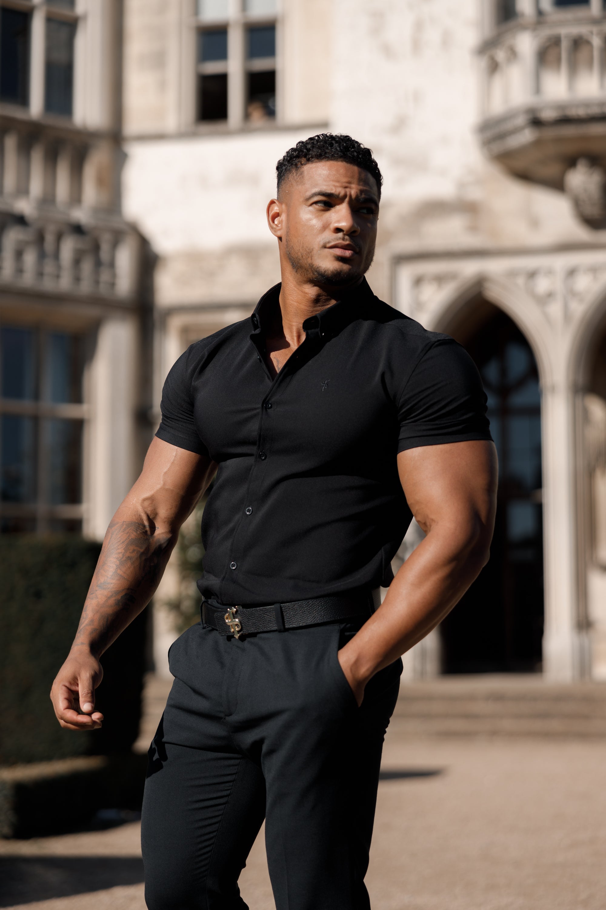 Super Slim Scuba Black Kurzarm Stretch - FS830