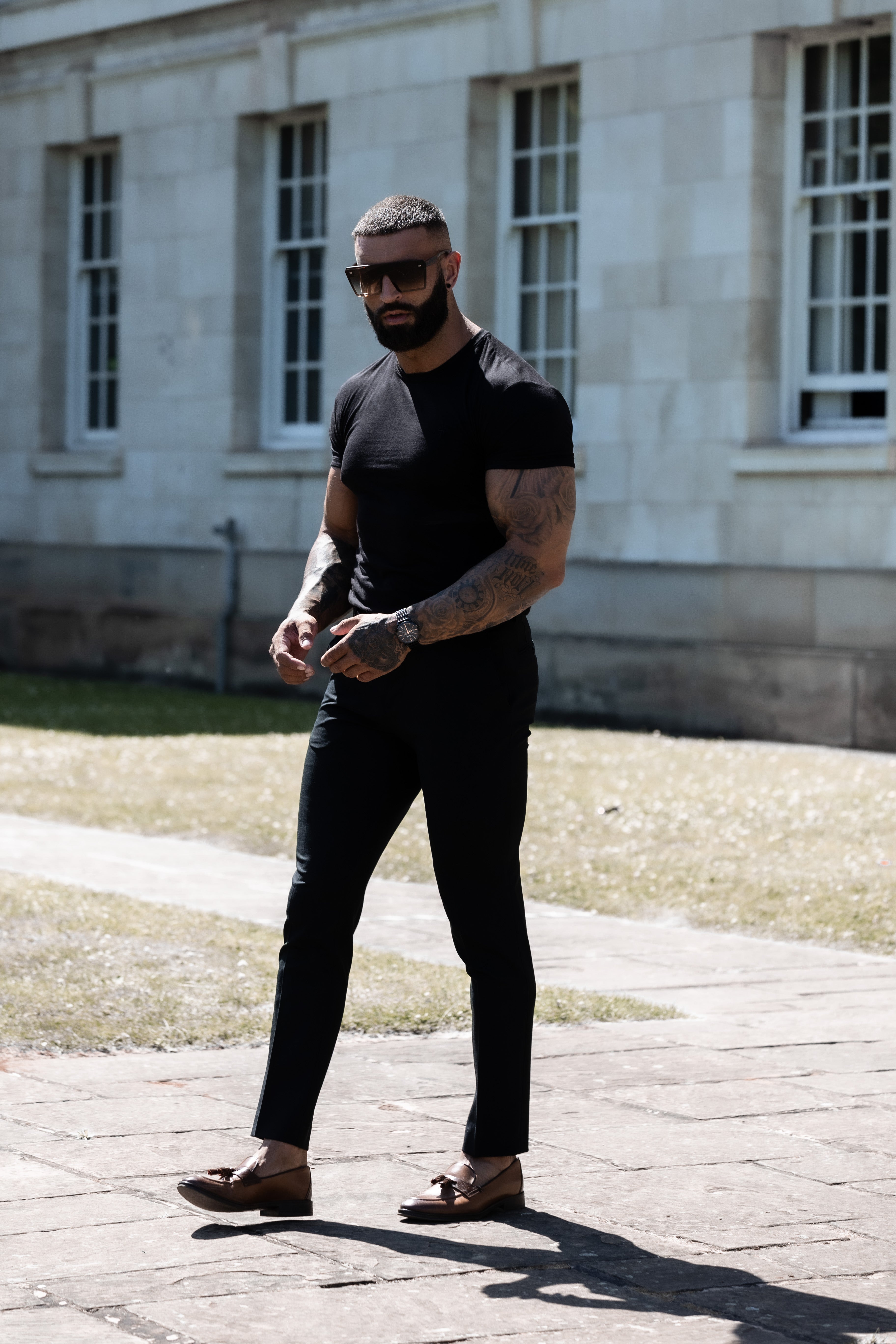 Lässige, formelle schwarze Stretchhose - FSTR001 RELAXED