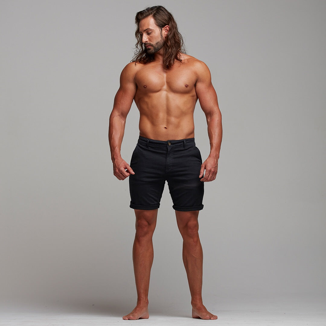 Schwarze Chino-Shorts in schmaler Passform - FSH266