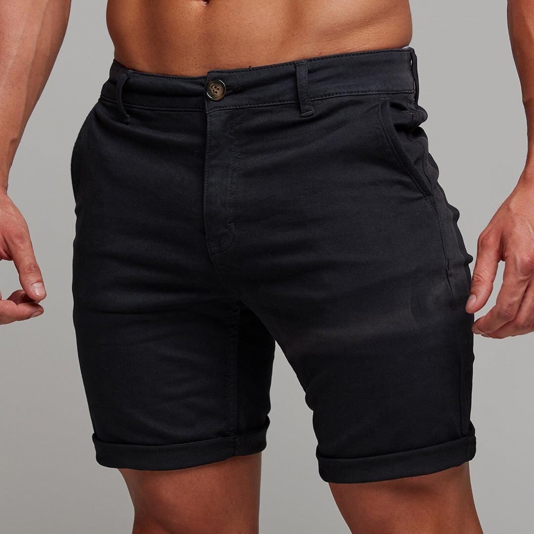 Schwarze Chino-Shorts in schmaler Passform - FSH266