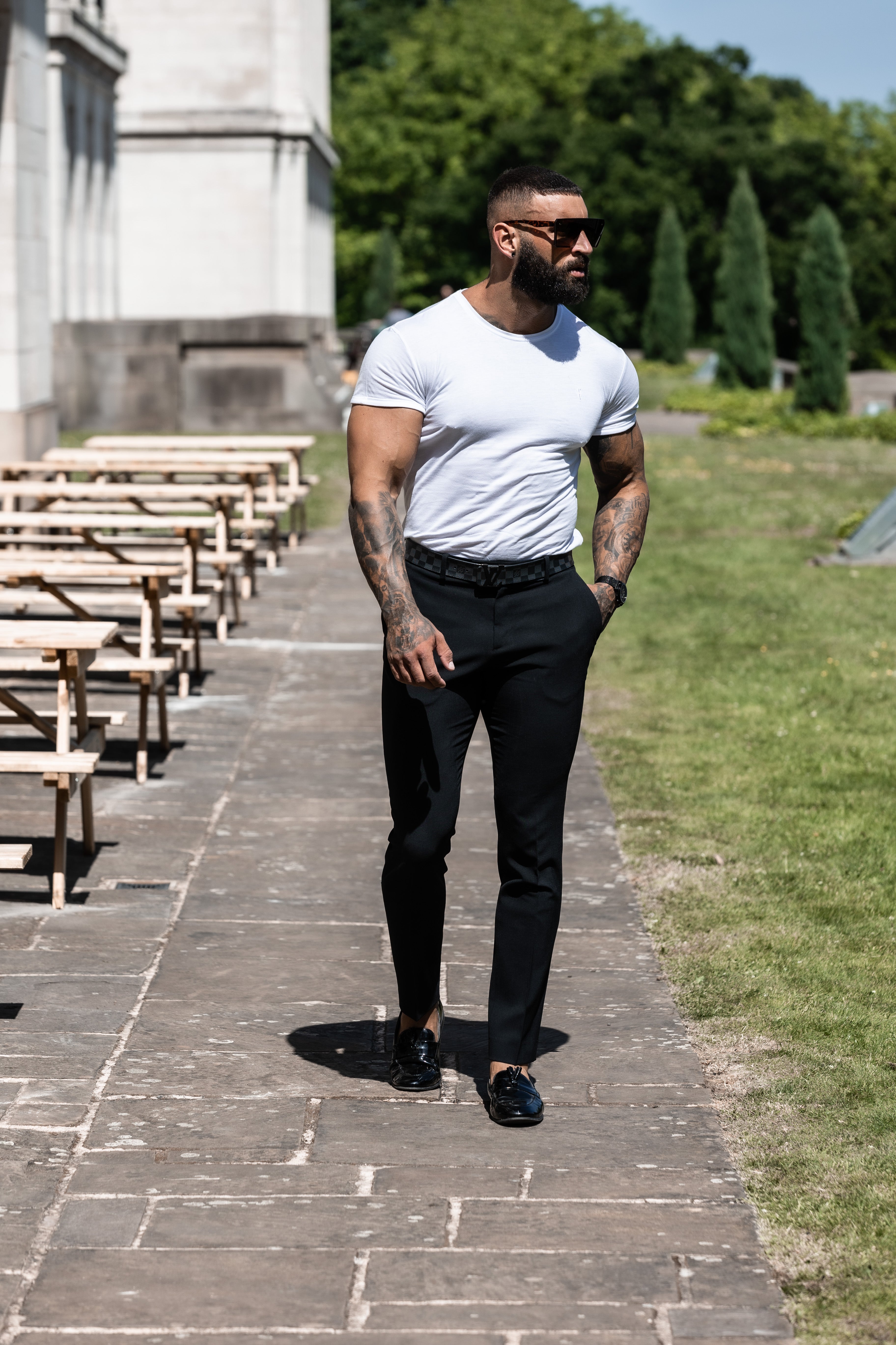 Lässige, formelle schwarze Stretchhose - FSTR001 RELAXED